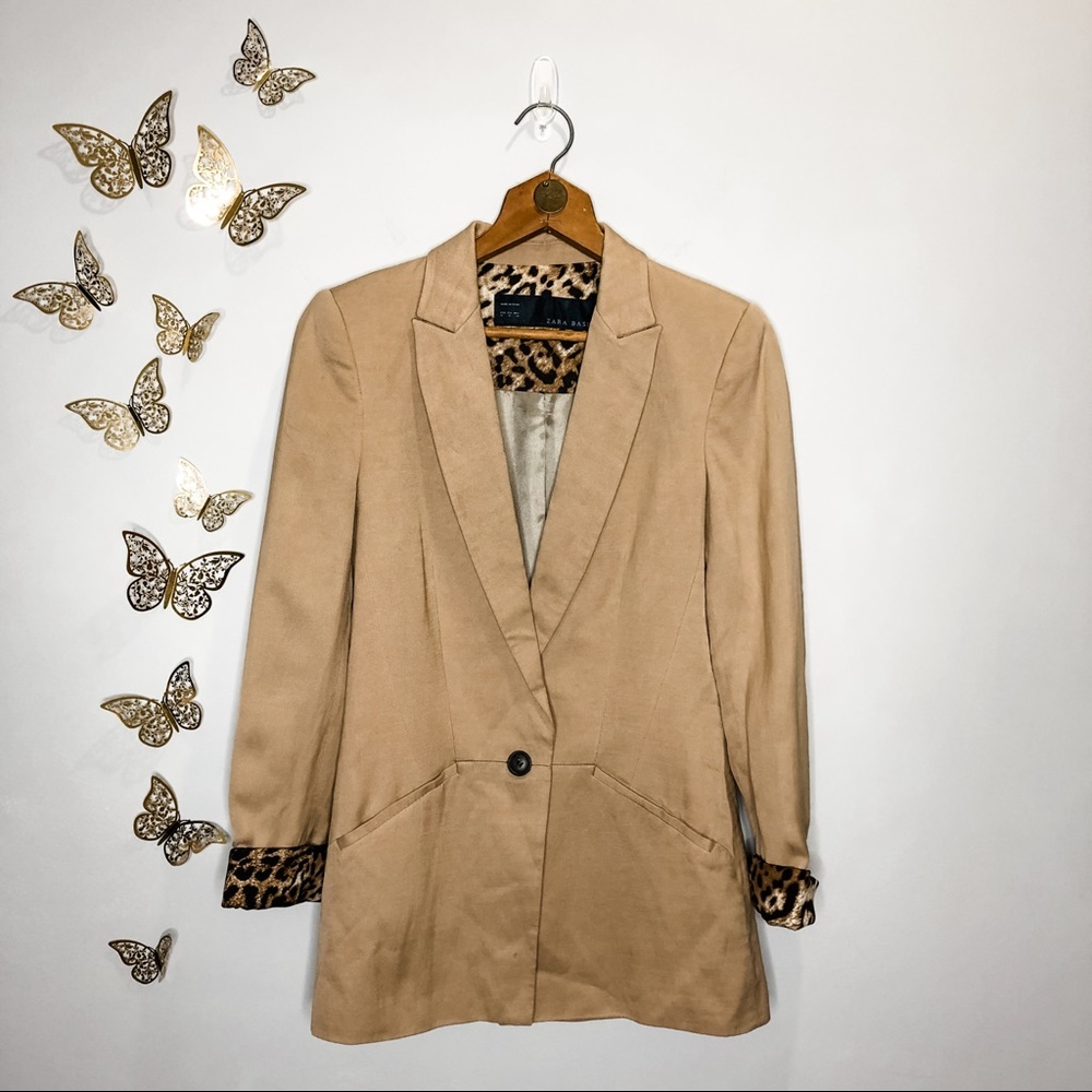 🦋🌙 ZARA | Tan Cheetah Lined Blazer